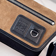 Loewe Mini Flex messenger in canvas and suede black/dark gold - 2