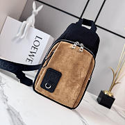 Loewe Flex sling in canvas and suede black/dark gold - 1