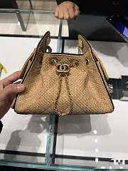 Chanel 25 Mini handbag Braided Raffia, Calfskin & Gold-Tone Metal Beige & Black - 1