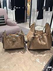 Chanel 25 Mini handbag Braided Raffia, Calfskin & Gold-Tone Metal Beige & Black - 5