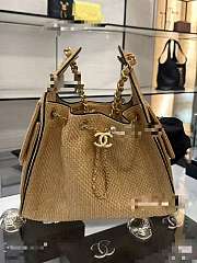 Chanel 25 Mini handbag Braided Raffia, Calfskin & Gold-Tone Metal Beige & Black - 2