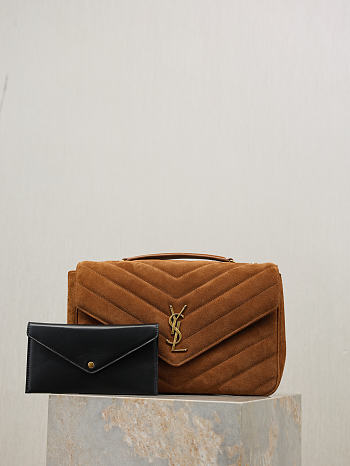 Ysl LouLou suede bag brown size 32x22x10 cm