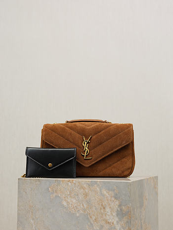 Ysl LouLou suede bag brown size 24x14x6 cm