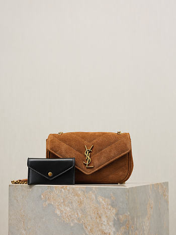 Ysl LouLou suede bag brown size 20x12x5 cm