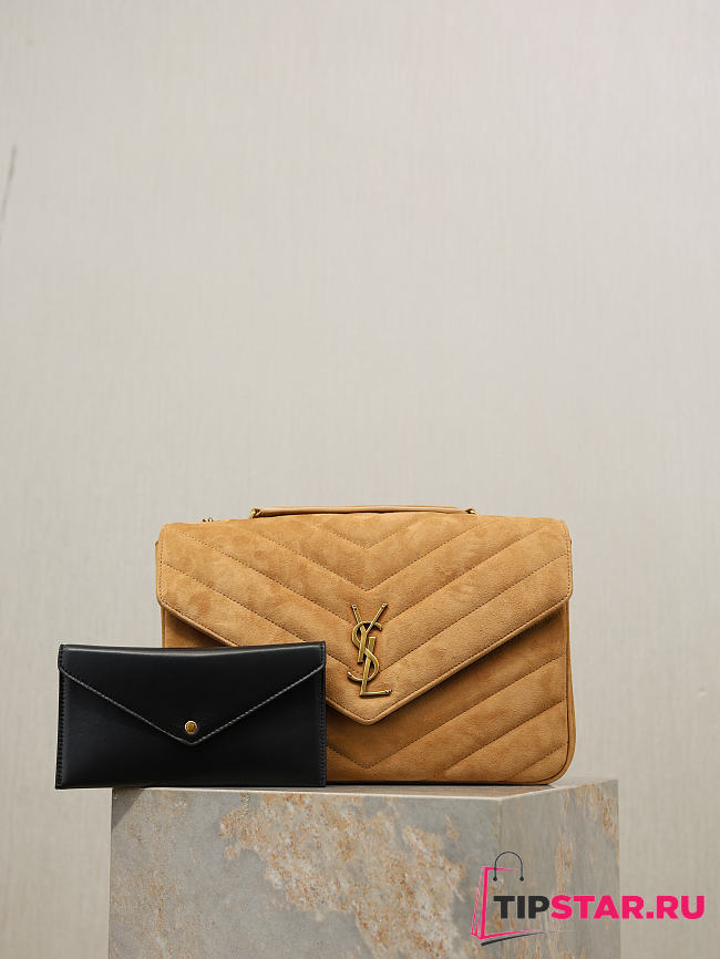 Ysl LouLou suede bag natural tan size 32x22x10 cm - 1