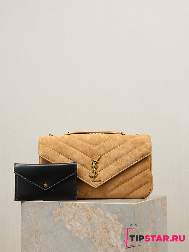 Ysl LouLou suede bag natural tan size 29x17x8 cm - 1