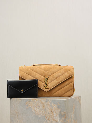 Ysl LouLou suede bag natural tan size 29x17x8 cm