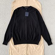 Louis Vuitton Embossed Jacquard Knit Crew Neck Long Sleeve Black - 1