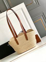 Celine Classic Panier Small Braided Triomphe In Raffia And Calfskin - 5