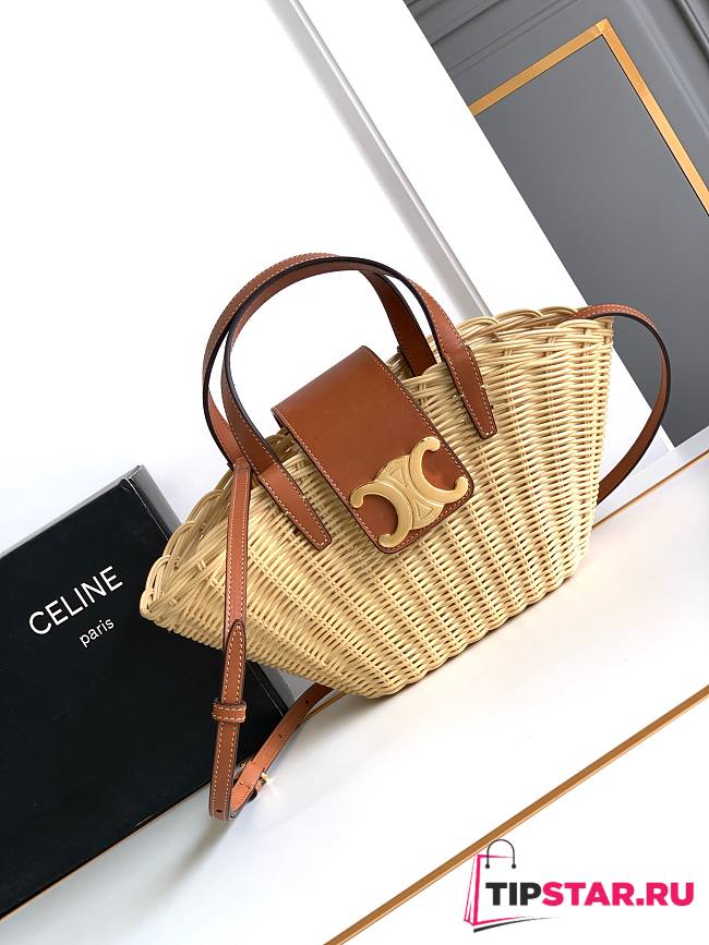 Celine Teen Couffin In Wicker And Natural Calfskin - 1