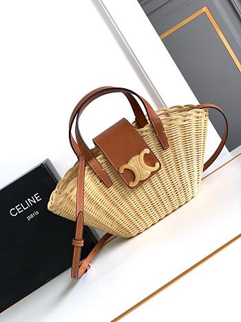 Celine Teen Couffin In Wicker And Natural Calfskin
