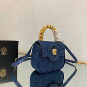Versace Denim Mini La Medusa Chain Top Handle Bag - 6