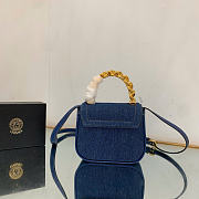 Versace Denim Mini La Medusa Chain Top Handle Bag - 5