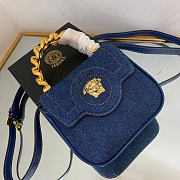 Versace Denim Mini La Medusa Chain Top Handle Bag - 2