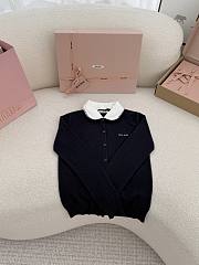 Miumiu Cashmere Cardigan With Embroidered Poplin Collar Black - 1
