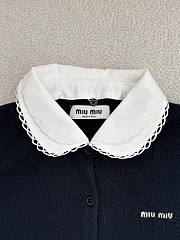 Miumiu Cashmere Cardigan With Embroidered Poplin Collar Black - 5