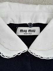 Miumiu Cashmere Cardigan With Embroidered Poplin Collar Black - 4