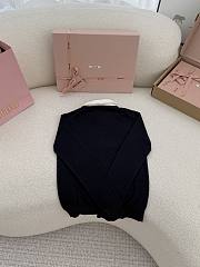 Miumiu Cashmere Cardigan With Embroidered Poplin Collar Black - 3