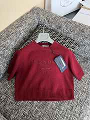 Prada logo-intarsia cropped wool sweater red - 1