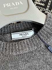 Prada logo-intarsia cropped wool sweater gray - 5