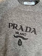 Prada logo-intarsia cropped wool sweater gray - 4