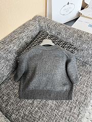 Prada logo-intarsia cropped wool sweater gray - 2