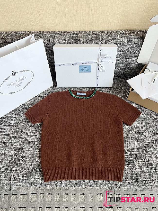 Prada Short sleeve knitwear embellished neckline 02 - 1