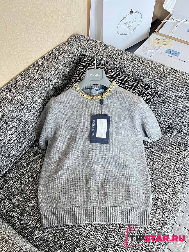 Prada Short sleeve knitwear embellished neckline 01 - 1