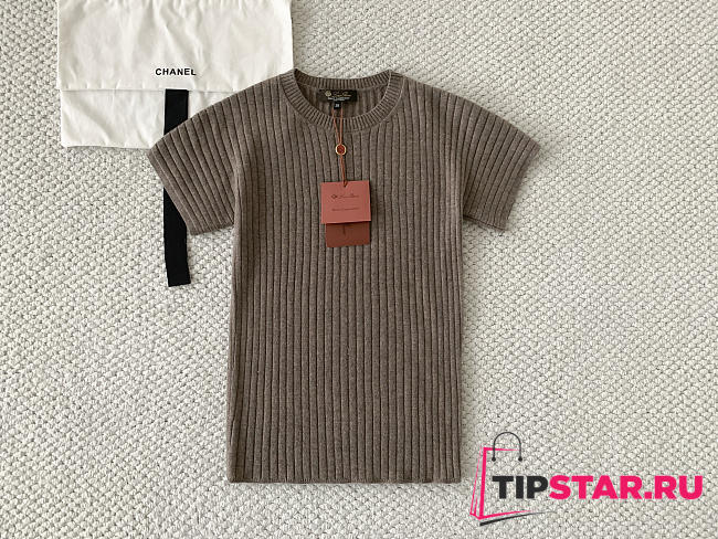 Loro Piana Coste Crewneck Licorice Root Melange - 1