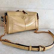 Valentino Small Chevron Patchwork Leather Shoulder Bag Beige - 1