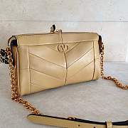 Valentino Small Chevron Patchwork Leather Shoulder Bag Beige - 2