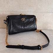 Valentino Small Chevron Patchwork Leather Shoulder Bag Black - 1