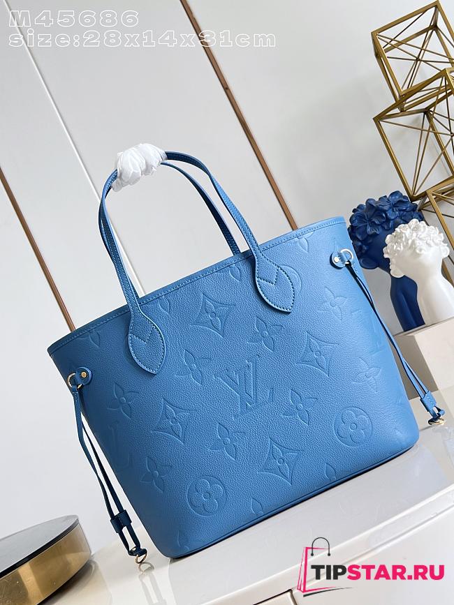 Louis Vuitton Neverfull MM Monogram Empreinte Leather Blue Jean - 1