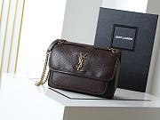 Ysl Niki Medium leather shoulder bag gold hardware deep brown - 1