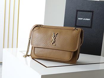 Ysl Niki Medium leather shoulder bag gold hardware tan brown