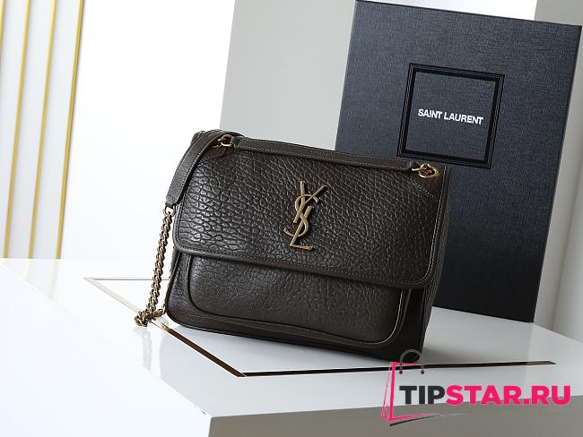 Ysl Niki Medium leather shoulder bag gold hardware khaki - 1