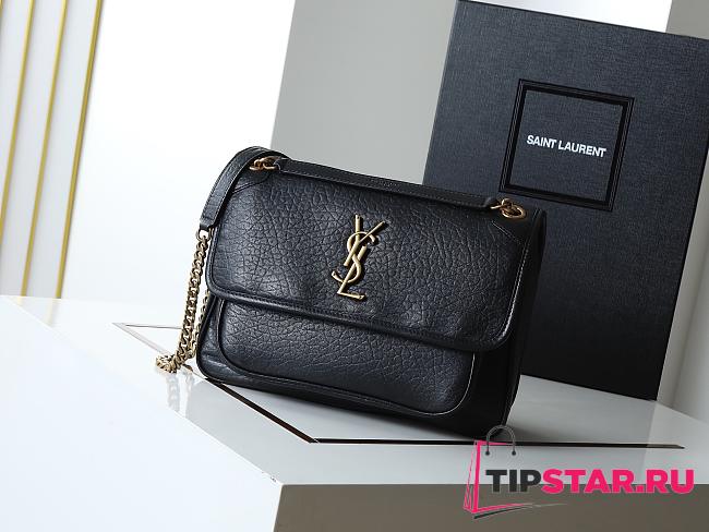 Ysl Niki Medium leather shoulder bag gold hardware black - 1