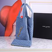 Ysl ICARE Maxi-Shopper aus gestepptem Lammleder Denim Blue - 6