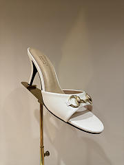 Gucci Metal Buckle Mid Heel Elegant Women White - 5