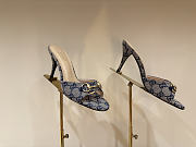 Gucci Metal Buckle Mid Heel Elegant Women Gray/Blue - 1