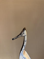 Gucci Metal Buckle Mid Heel Elegant Women Gray/Blue - 5