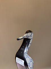 Gucci Metal Buckle Mid Heel Elegant Women Gray/Blue - 4