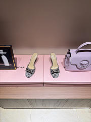 Gucci Metal Buckle Mid Heel Elegant Women Gray/Blue - 2