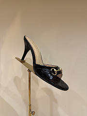 Gucci Metal Buckle Mid Heel Elegant Women Black - 5