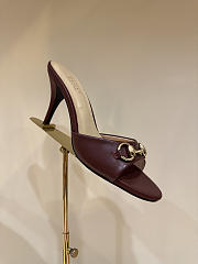 Gucci Metal Buckle Mid Heel Elegant Women Burgundy - 6