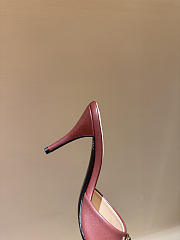 Gucci Metal Buckle Mid Heel Elegant Women Burgundy - 3