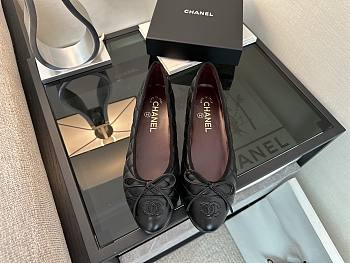 Chanel Black CC Cap Toe Jersey Flat Ballerina 04