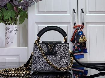 Louis Vuitton Nano Capucines East-West Black crystal