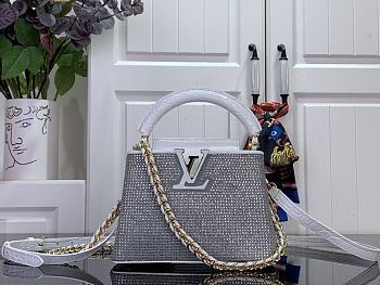 Louis Vuitton Mini Capucines East-West Silver crystal