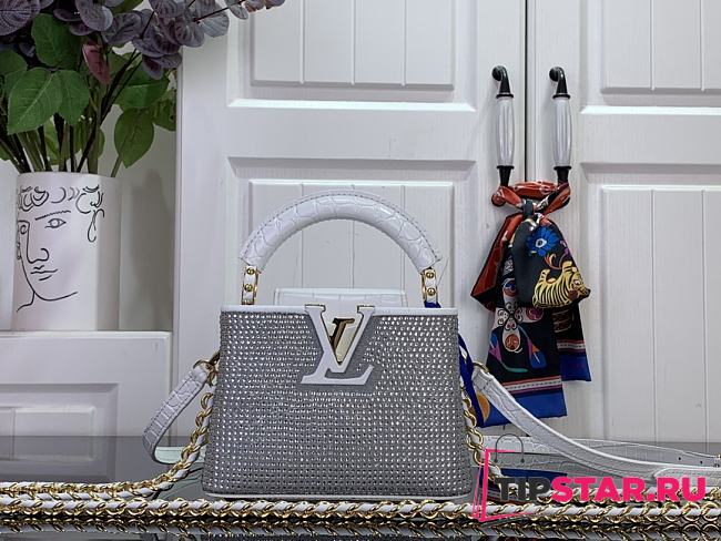 Louis Vuitton Nano Capucines East-West Silver crystal - 1